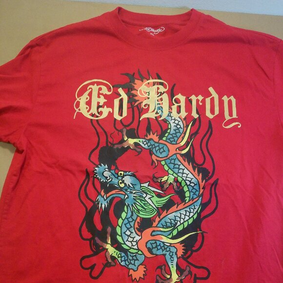 Ed Hardy T-Shirt Mens Dragon Tattoo Graphic Red Special Edition Size XL (131) - Picture 1 of 9